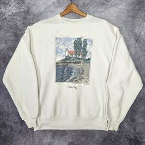 Vintage Lake Eerie Lighthouse Sweatshirt XL Jerzees USA Scenic Art Ohio 90s